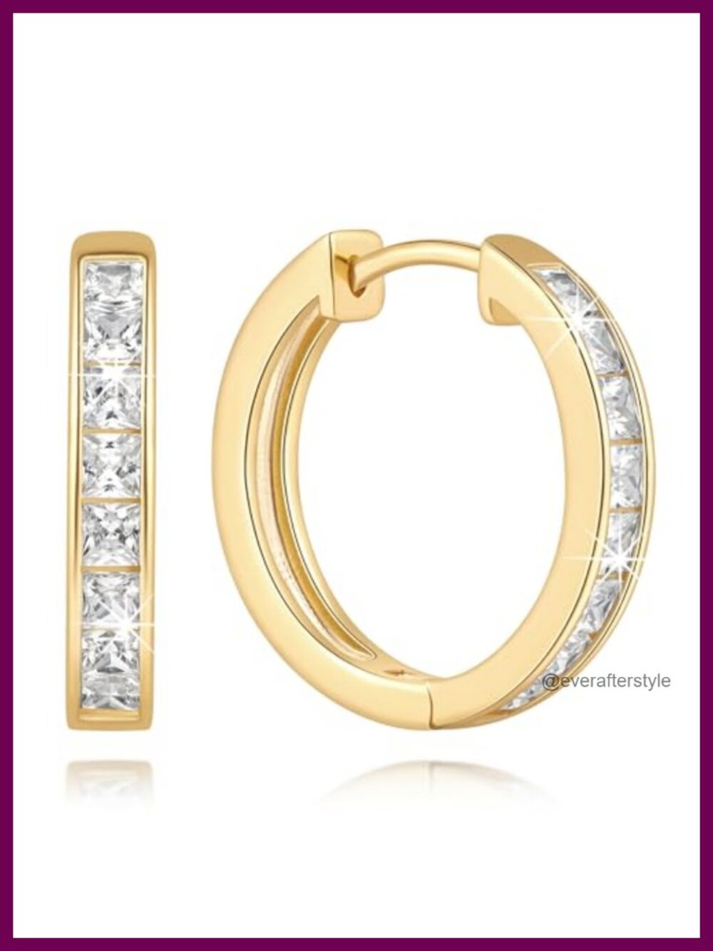 Gold Plated Cubic Zirconia Chunky Huggie Hoop Earrings 15mm 20mm
